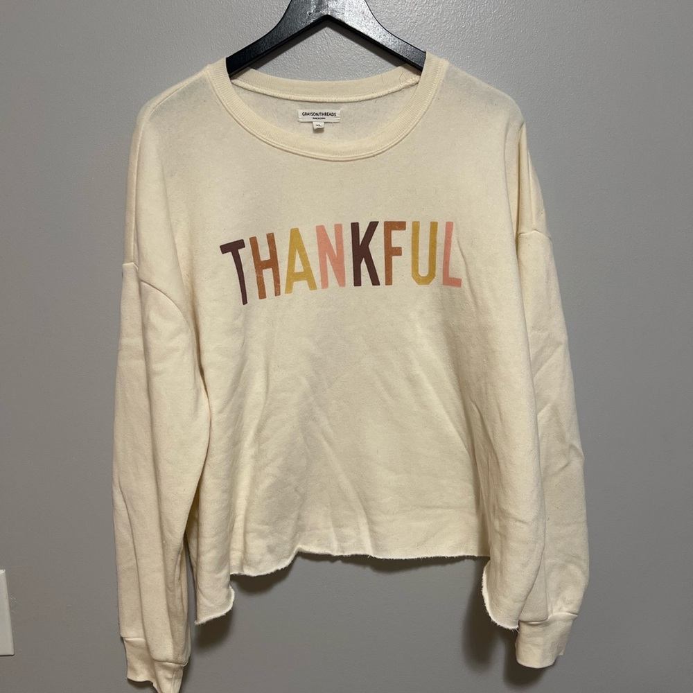 Grayson Threads Cream Cozy Crew cropped pullover